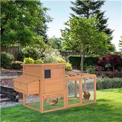 Picture of 212 Main 5663-1481 75 in. Pawhut Wooden Hen House Backyard Chicken Coop with Outdoor Run & Nesting Box&#44; Natural Wood