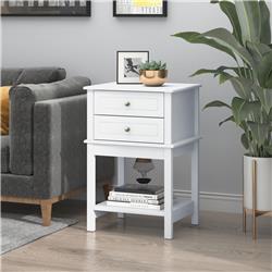 Picture of 212 Main 831-487WT HomCom Modern Sofa Side Table with 2 Storage Drawers&#44; White