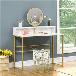 Picture of 212 Main 831-542 HomCom Modern Vanity Makeup Desk with Mirror&#44; White & Gold