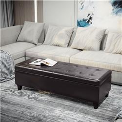 Picture of 212 Main 833-149BN 51 in. HomCom Large Tufted Faux Leather Ottoman Storage Bench for Living Room&#44; Dark Brown