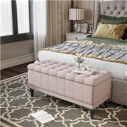 Picture of 212 Main 833-151CW 42 in. HomCom Large Tufted Linen Fabric Ottoman Storage Bench with Soft Close Lid for Living Room&#44; Beige