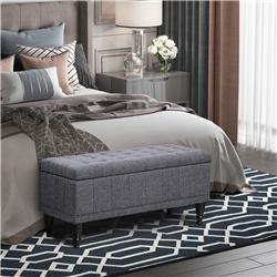 Picture of 212 Main 833-151GY HomCom Storage Ottoman End of Bed Bench&#44; Dark Gray