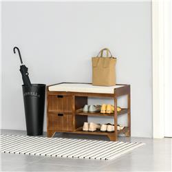 Picture of 212 Main 833-305CF HomCom Wooden Shoe Storage Bench&#44; Coffee Woodgrain & Cream White