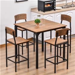 Picture of 212 Main 835-210 HomCom Dining Table & Chair Set&#44; Walnut & Black - 5 Piece