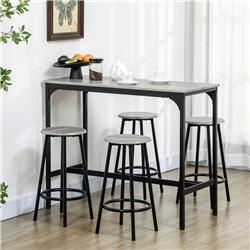 Picture of 212 Main 835-890V00GY HomCom Bar Table & Chair Set&#44; Gray - 5 Piece