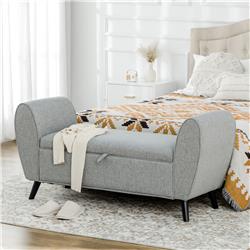 Picture of 212 Main 838-309V00LG HomCom Modern Upholstered Storage Bench with Arms&#44; Light Gray