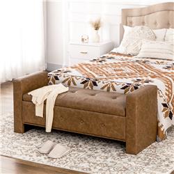 Picture of 212 Main 838-310V00BN HomCom Rectangular Storage Ottoman Bench&#44; Brown