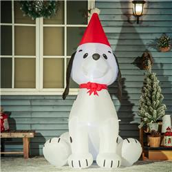 Picture of 212 Main 844-245 6 ft. HomCom Christmas Holiday Yard Inflatable Outdoor Light Up LED Decoration Puppy Dog Wearing a Santa Hat&#44; White & Red