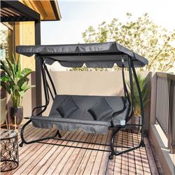 84A-050CG Outsunny 3 Seat Outdoor Free Standing Porch Swing Bench with Stand, Gray -  212 Main