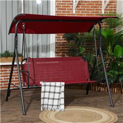 84A-054V03WR Outsunny 3-Person Porch Swing Bench with Stand & Adjustable Canopy, Wine Red -  212 Main