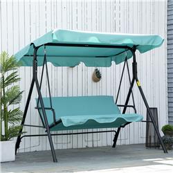 Patio Swing Chair with Adjustable Canopy - Green - Seats 3 Adults - Steel Frame