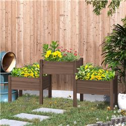3-Tier Elevated Garden Bed - Coffee - 73 x 18 x 32 in. - 330 lbs Capacity