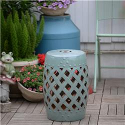 84B-332 13 x 18 in. Outsunny Ceramic Garden Stool, Antique Blue