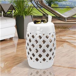 84B-332WT 13 x 18 in. Outsunny Ceramic Drum Garden Stool, White