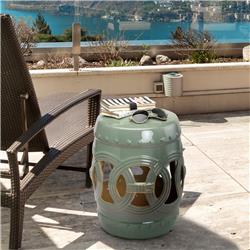 84B-333GN 14 x 17 in. Outsunny Ceramic Garden Stool, Green
