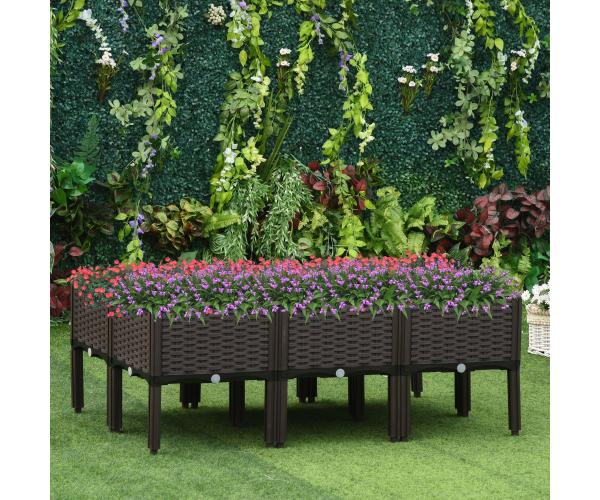 845-439V02 Outsunny Raised Garden PP Raised Flower Bed Plant Stand Stackable Vegetable Herb Grow Box - 6 Piece