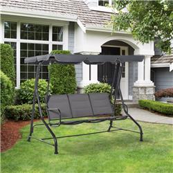 84A-183 Outsunny 3-Seater Porch Outdoor Swing Patio Bench with Adjustable Canopy, Gray -  212 Main