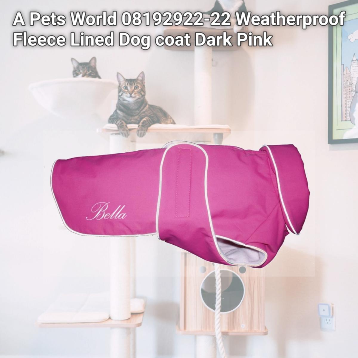 Picture of A Pets World 08192922-22 Weatherproof Fleece Lined Dog coat Dark Pink