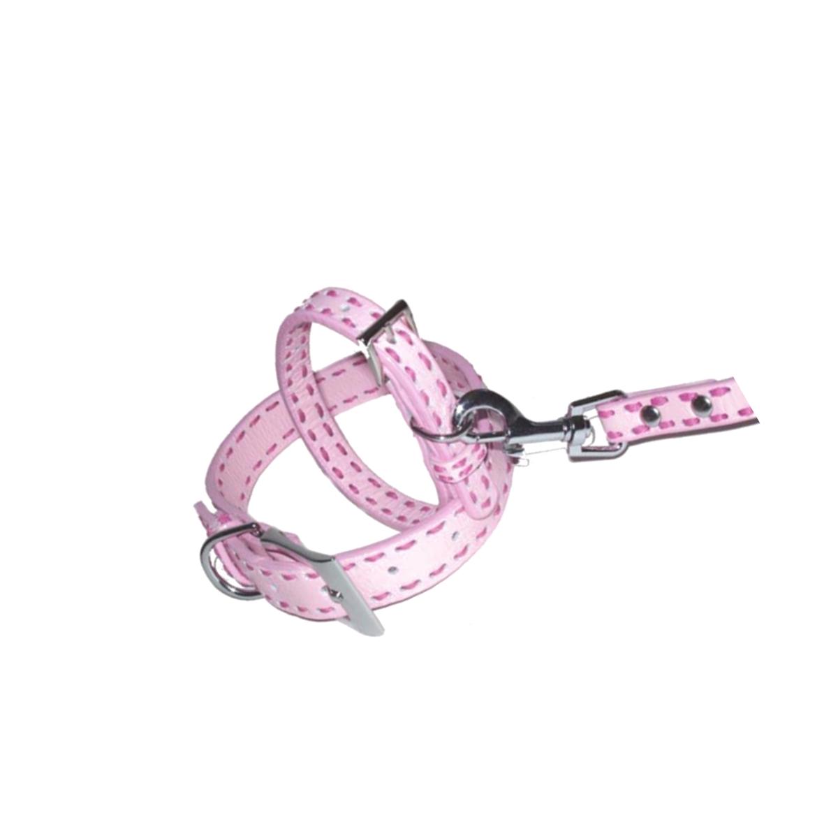 Picture of A Pets World 03011302-10 Leather Dog Collar- Lt Pink-Hot Pink Saddle Stitch