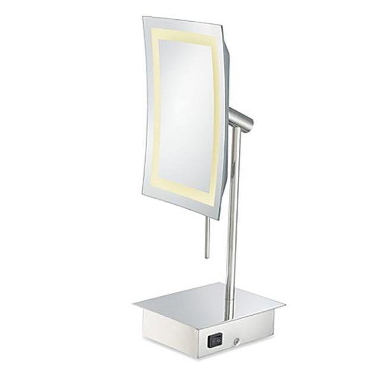 Picture of Aptations 713-35-83 Single-Sided LED Square Freestanding Mirror - Rechargeable, Polished Nickel
