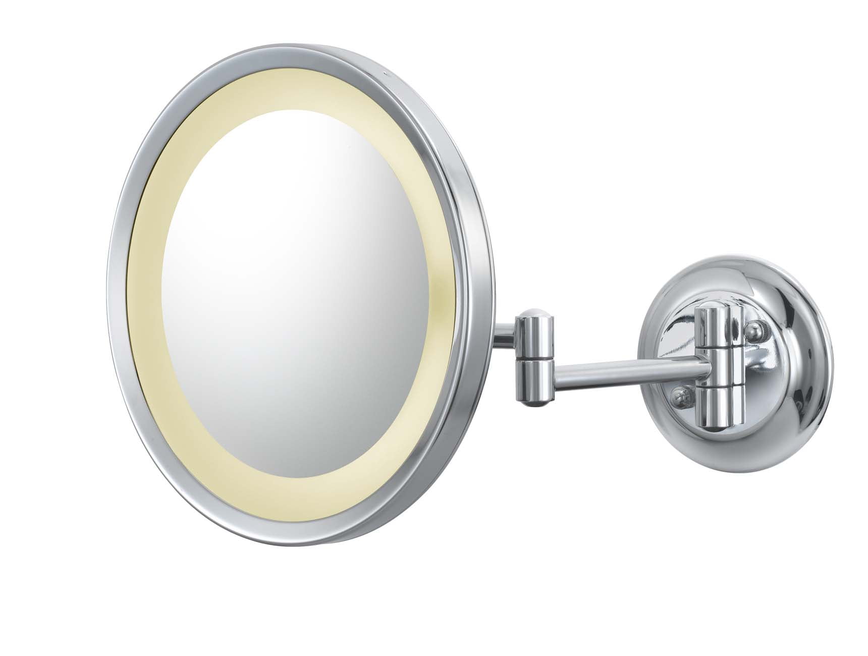 944-2-75HW Hardwired Single-Sided LED Round Arm Wall Mirror, Brushed Nickel -  Kimball & Young