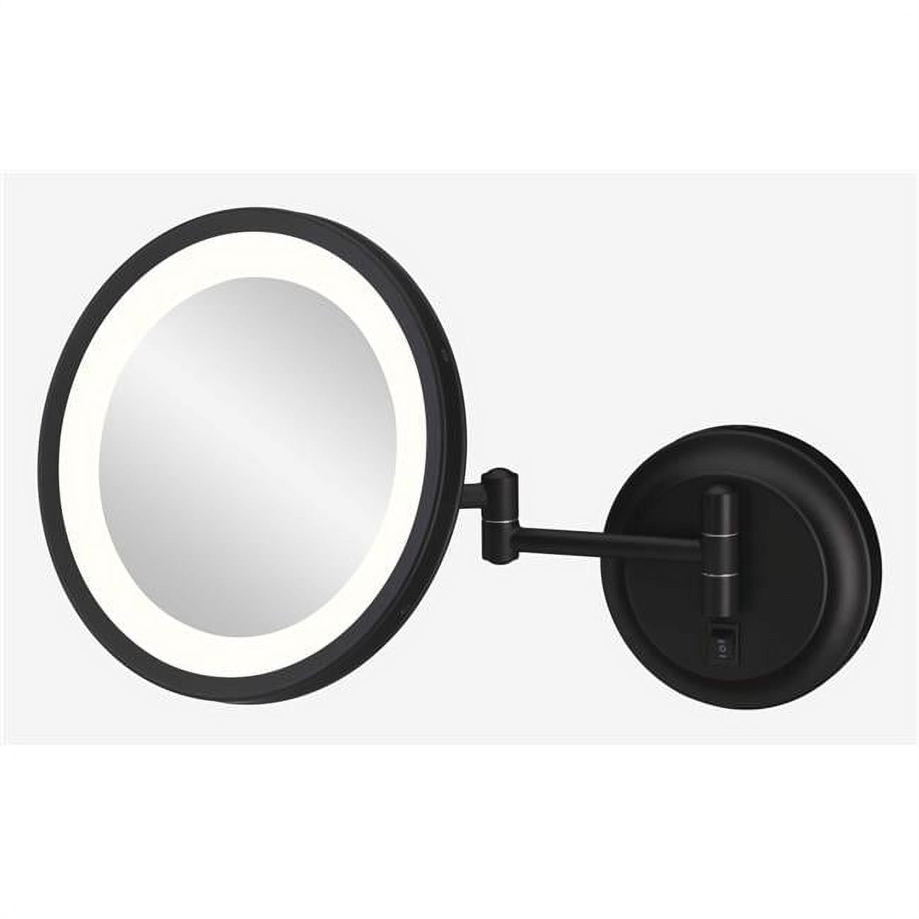944-2-155HW Hardwired Single-Sided LED Round Arm Wall Mirror, Matte Black -  Kimball & Young