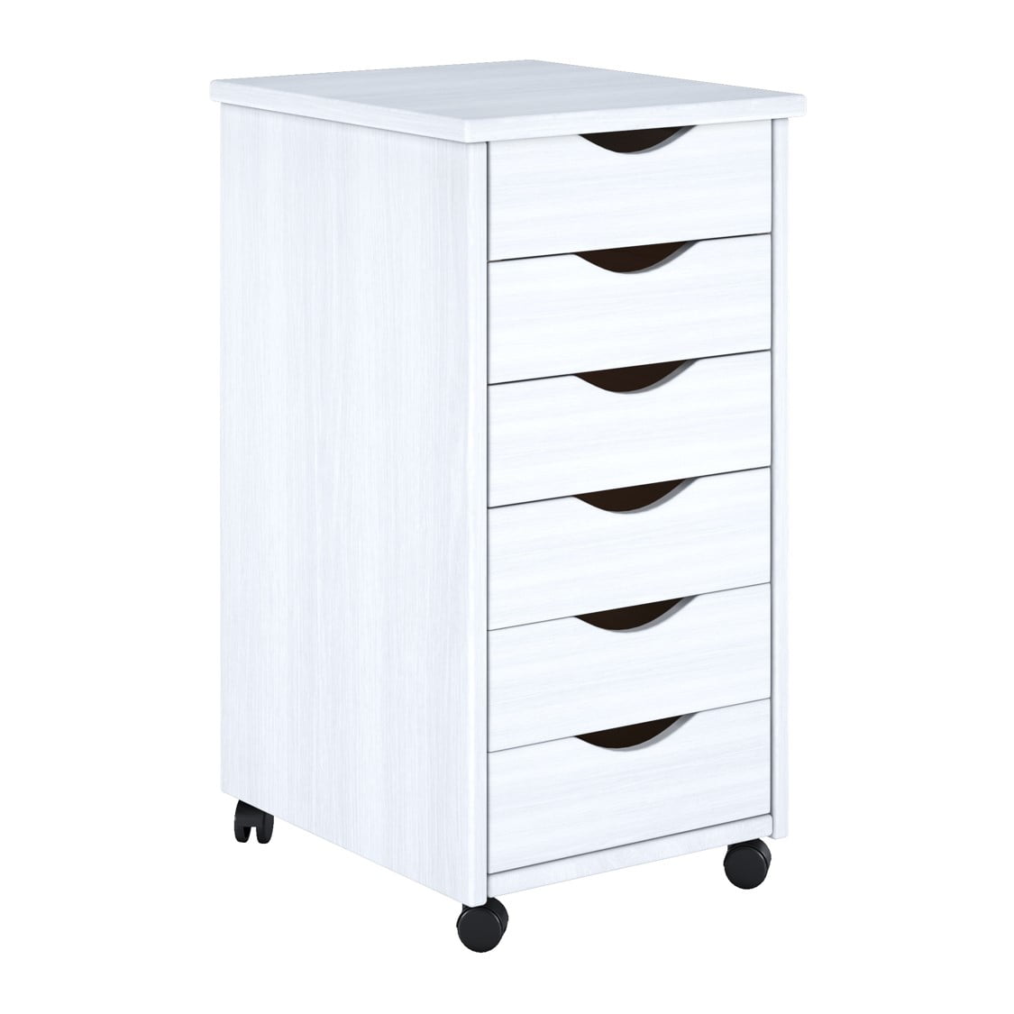 Picture of Adeptus Solid Wood 10018  6 Drawer Roll Cart - White