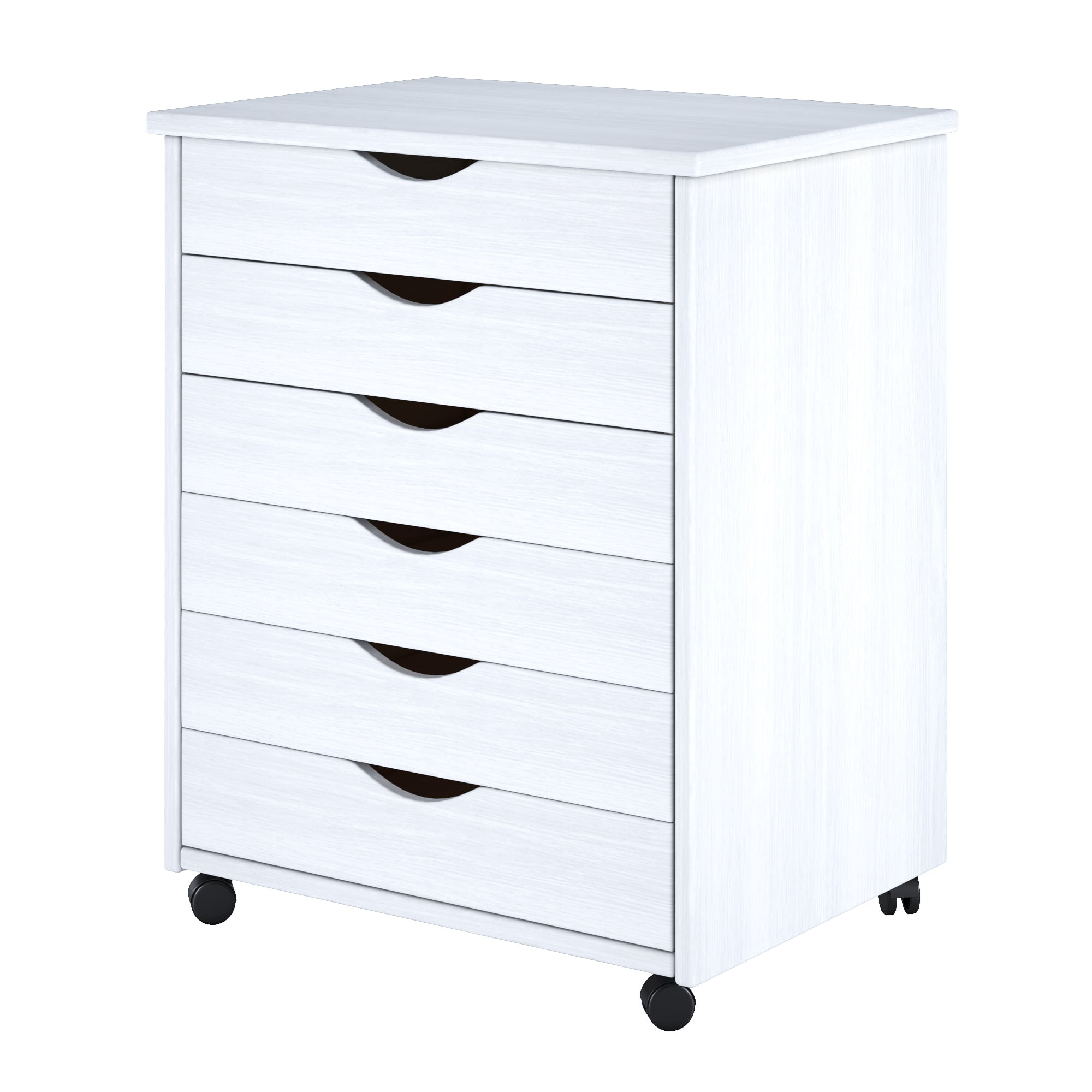 Picture of Adeptus Solid Wood 76181  6 Drawer Wide Roll Cart - White