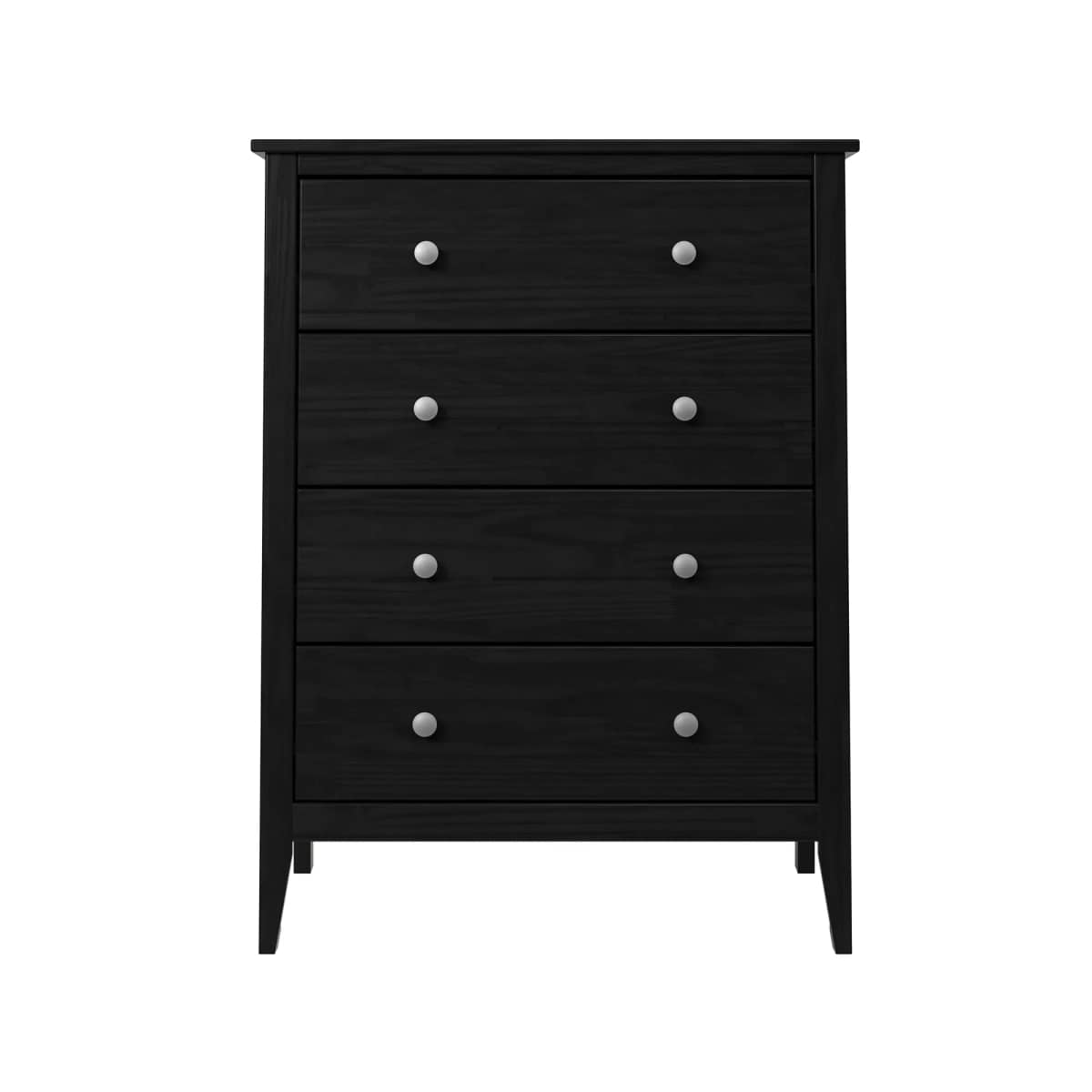 Solid Wood 4 Drawer Dresser - Black - 4 Drawers - Durable Pine Construction