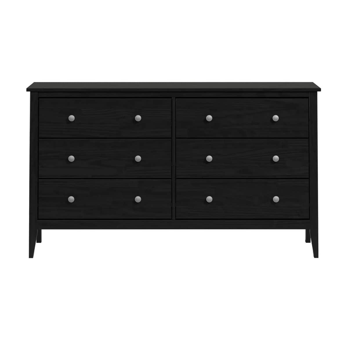 47919 Solid Wood 6 Drawer Dresser - Black