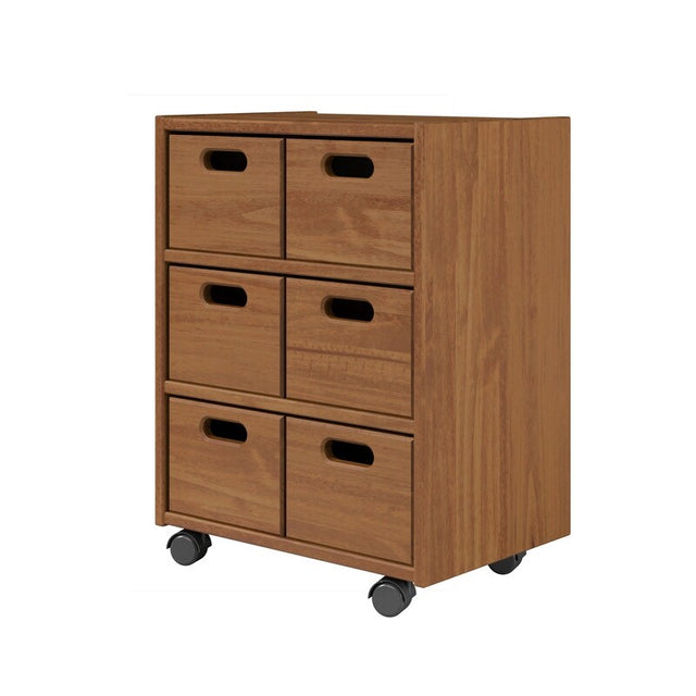 47940 Solid Wood Roll Cart Cubby Drawer - Pecan