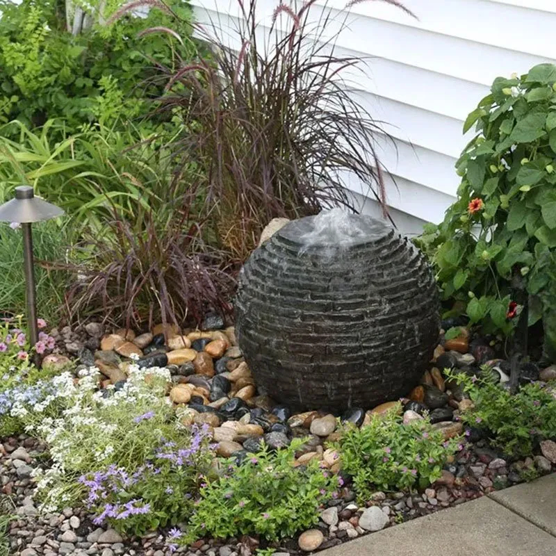 78249 Stacked Slate Sphere Fountain Kit - 18 in. Dia.