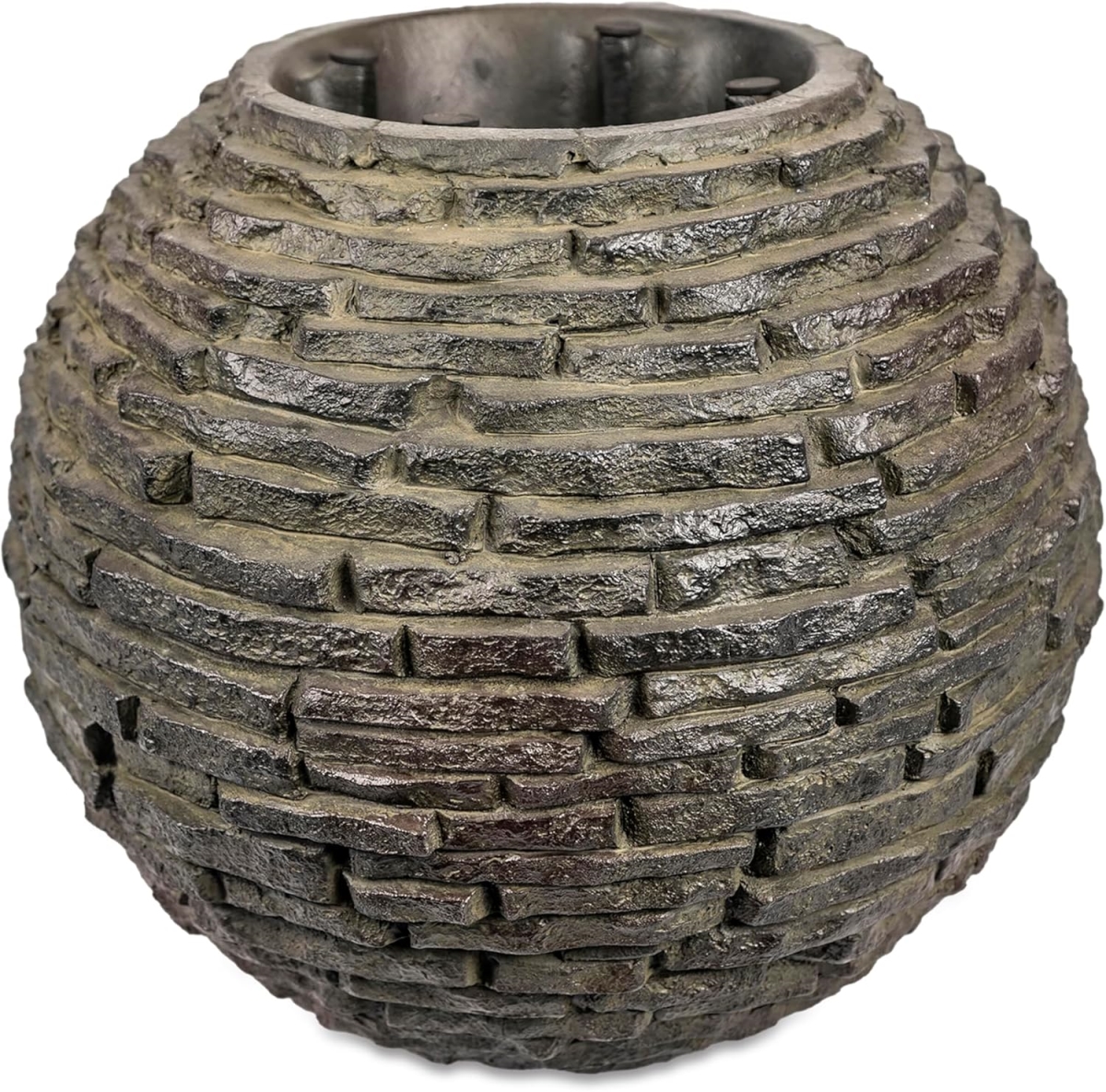 78358 Stacked Slate Sphere Fountain, 18 in.