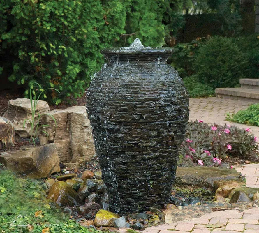 78359 Stacked Slate Urn - 24 in.