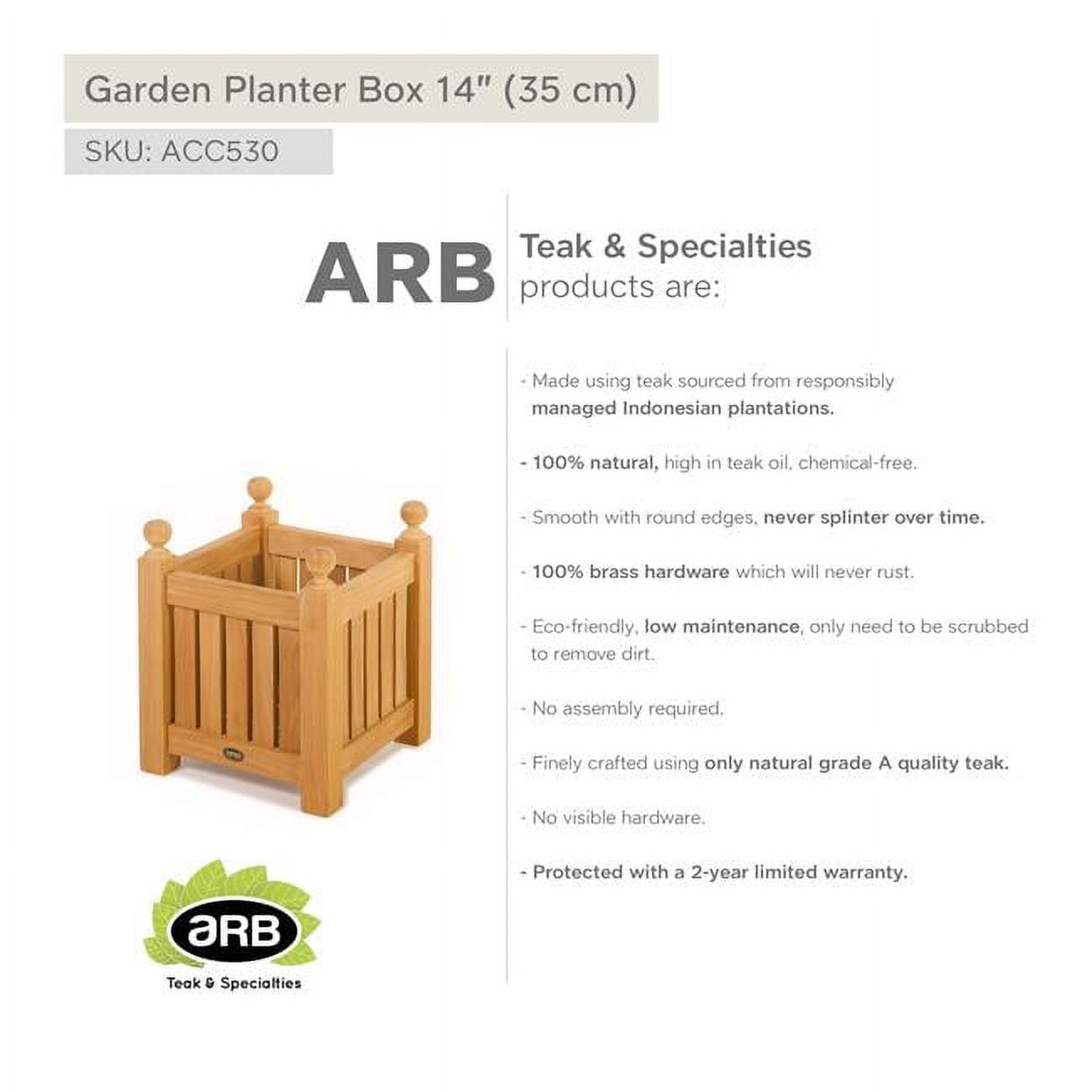 ACC530 Teak Garden Planter Box 14' (35 cm)