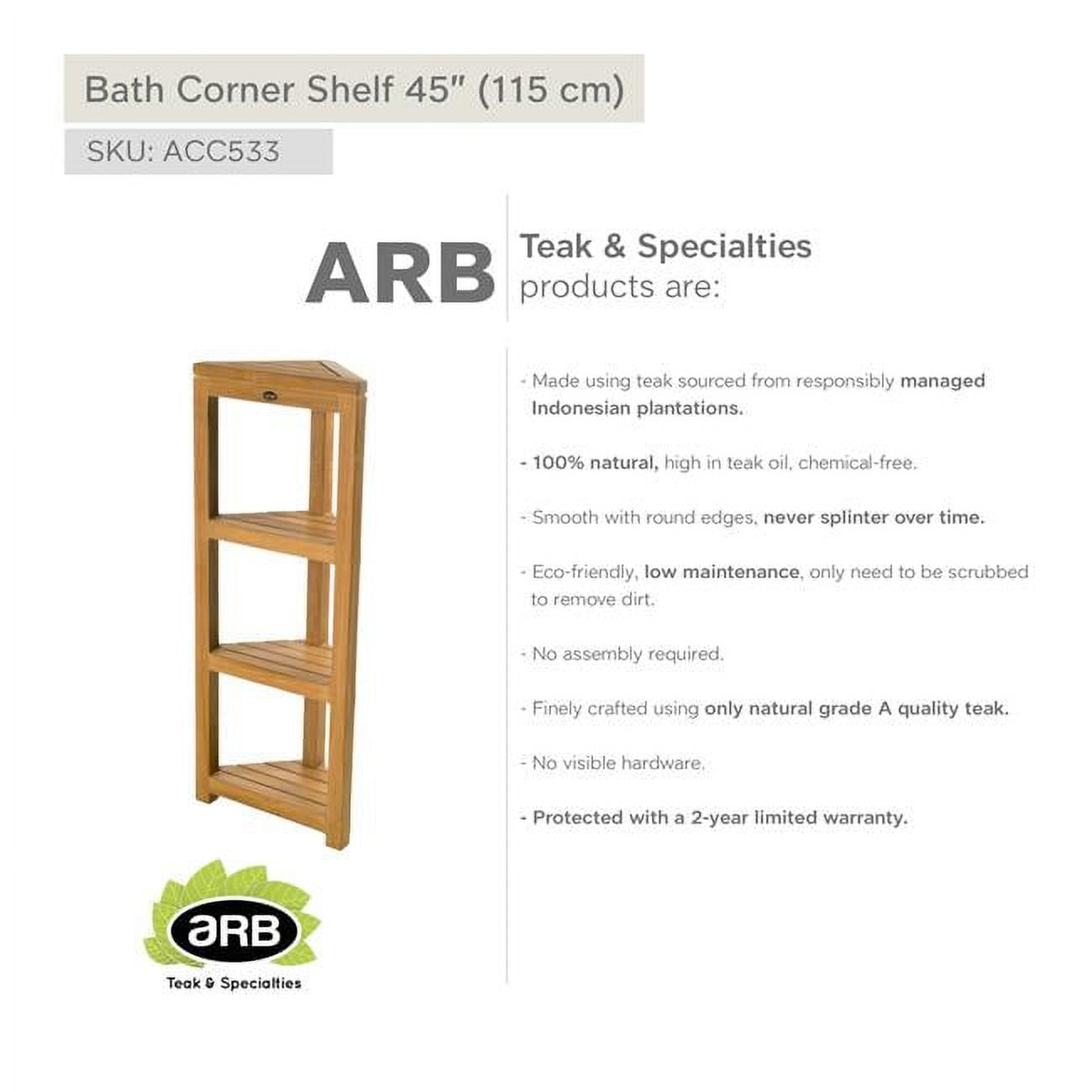 ACC533 Teak Bath Shelf Corner 45' (115 cm)