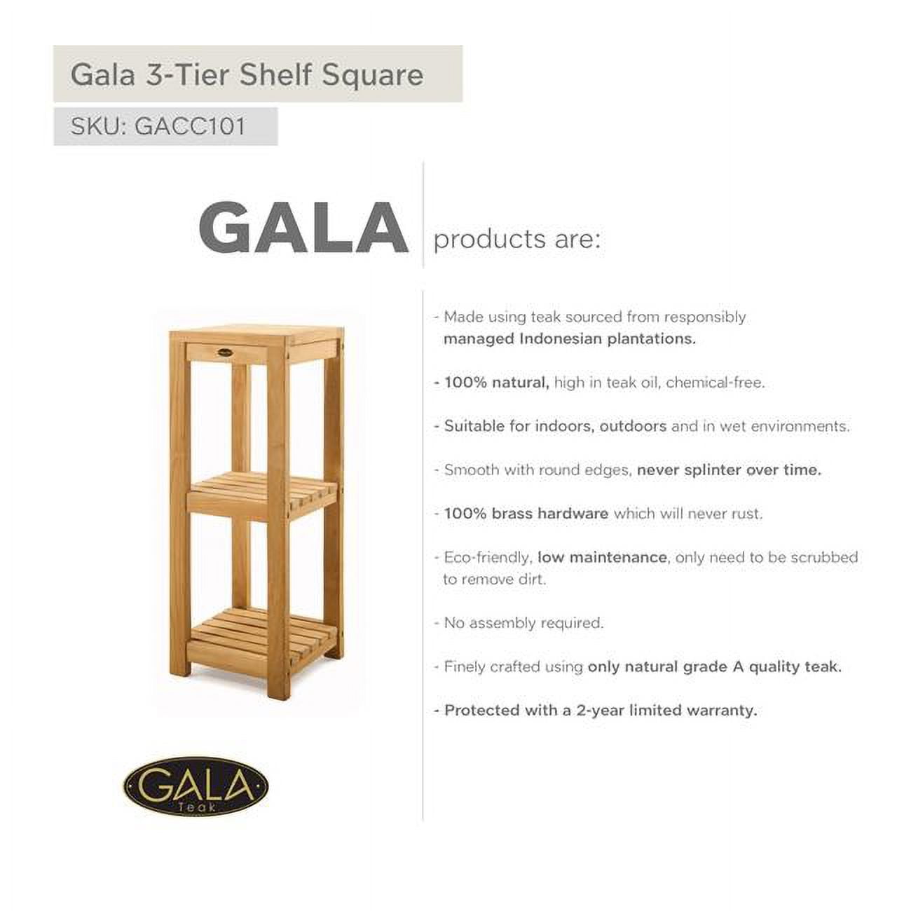 GACC101 Teak 3-Tier Shelf Gala Square