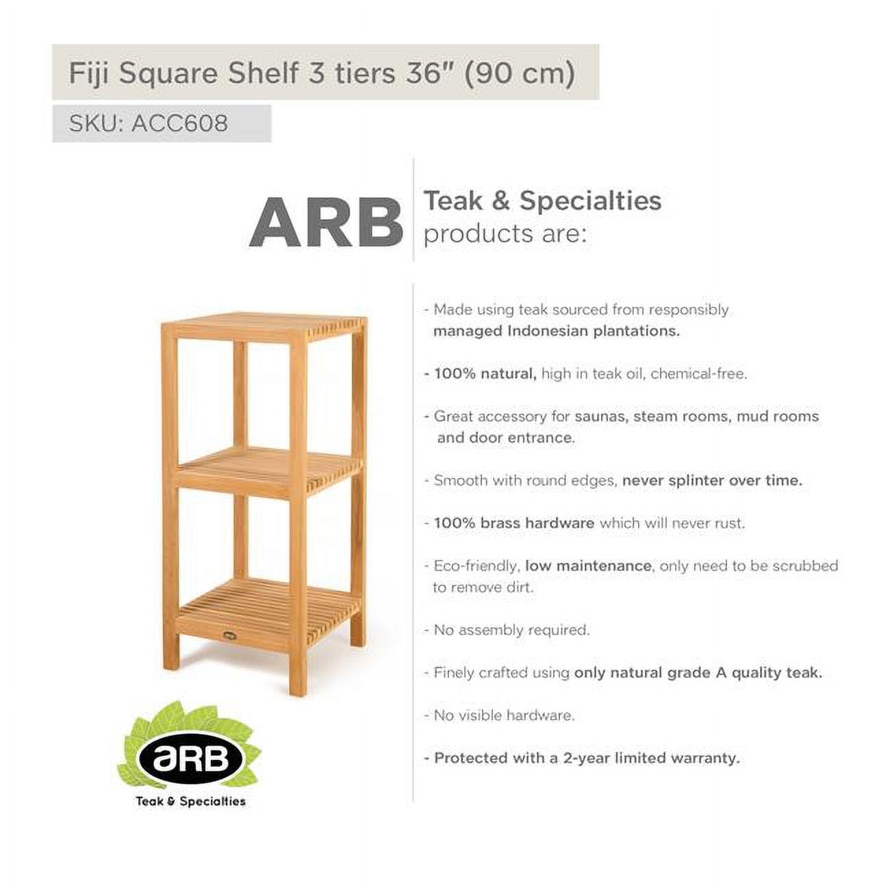 ACC608 Teak Square Shelf Fiji 36' (90cm) 3 tiers