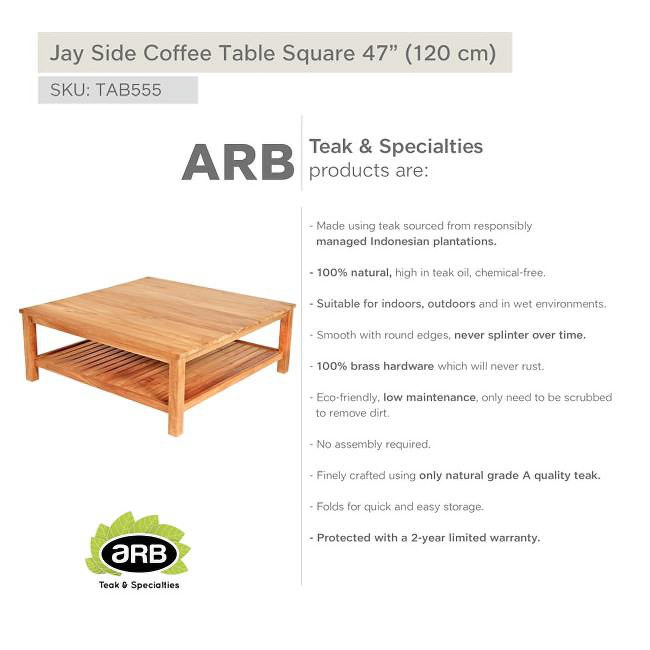 TAB581 Teak Coffee Table with Shelf Jay - Square 40' (100 cm)