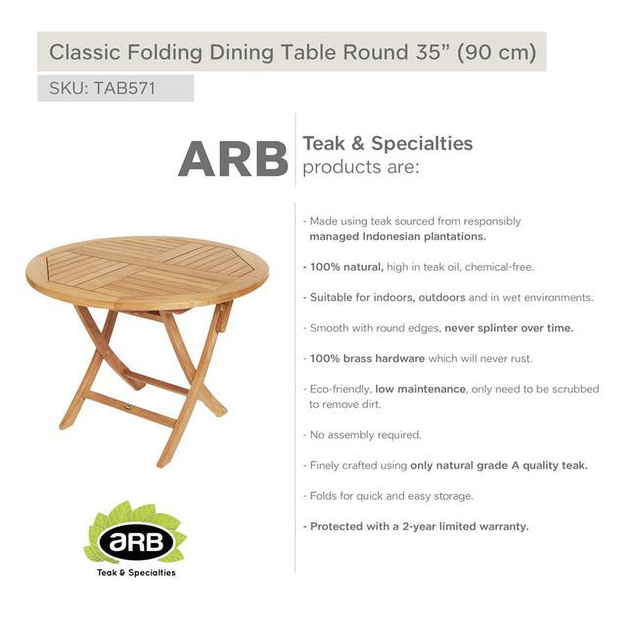 TAB571 Teak Folding Classic Dining Table - Round 36' (90 cm)