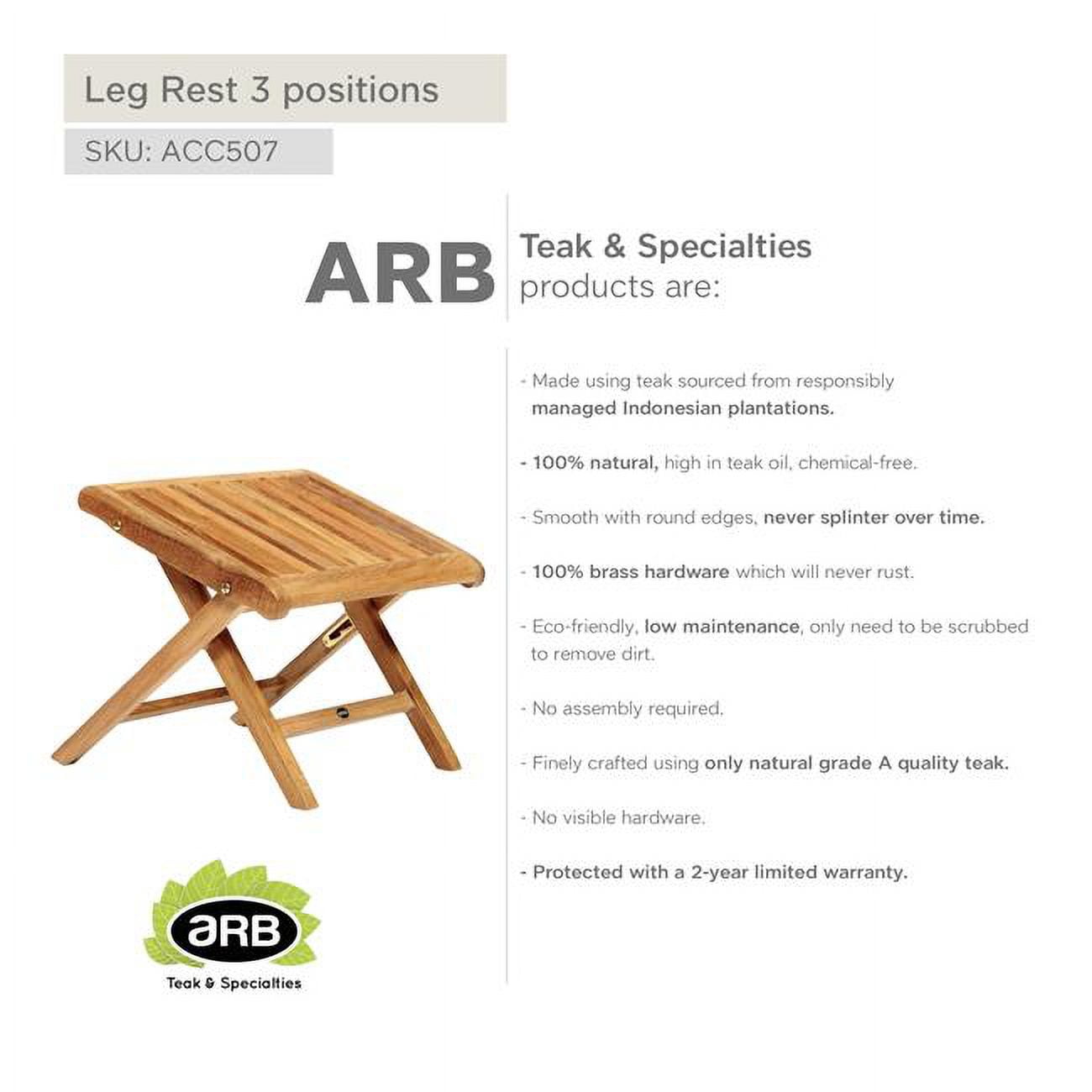 ACC507 Teak Leg Rest 3 positions