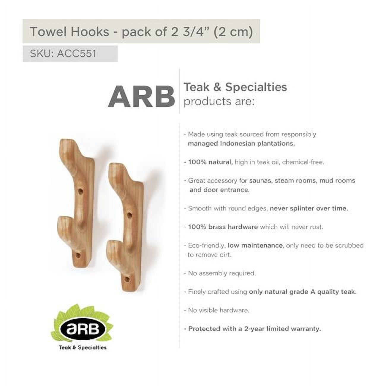 ACC551 Teak Towel Hooks 2 pcs