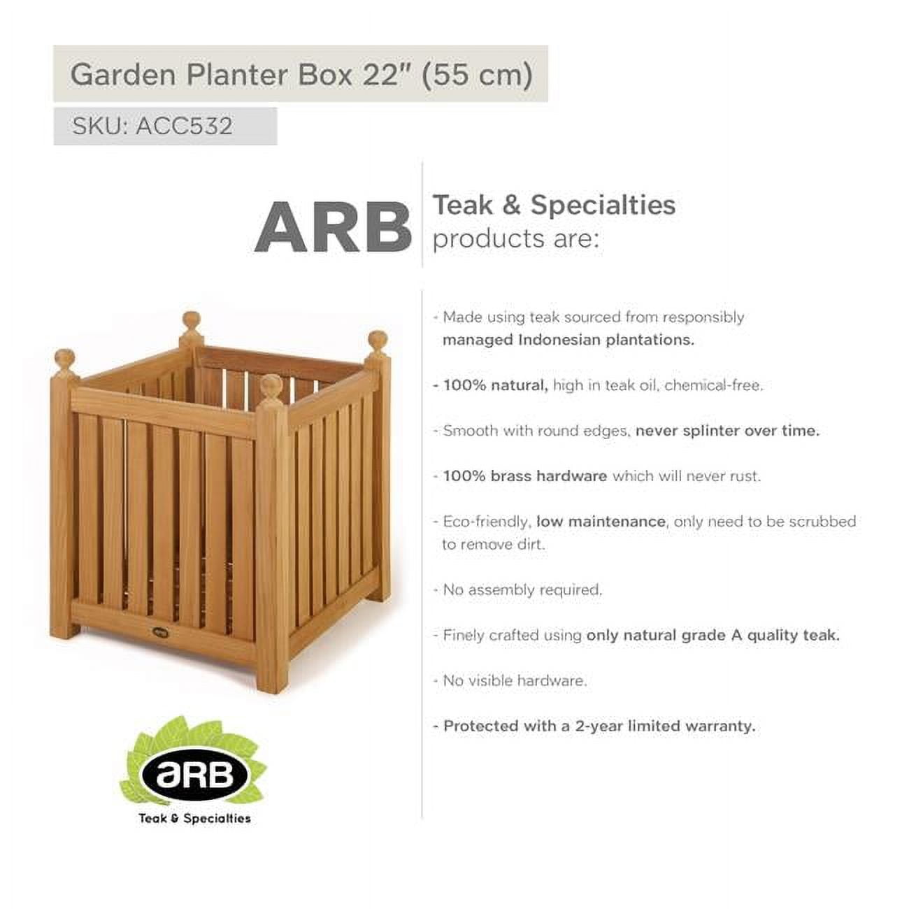 ACC532 Teak Garden Planter Box 22' (55 cm)