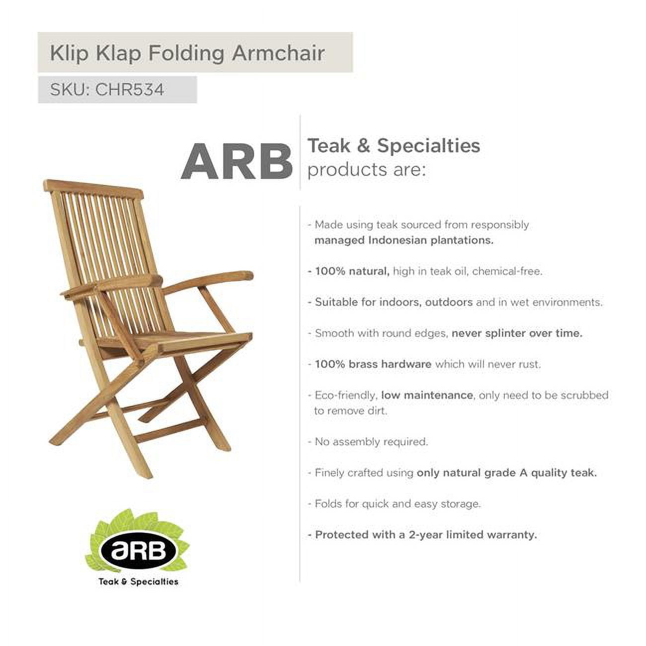 CHR534 Teak Folding Armchair Klip Klap