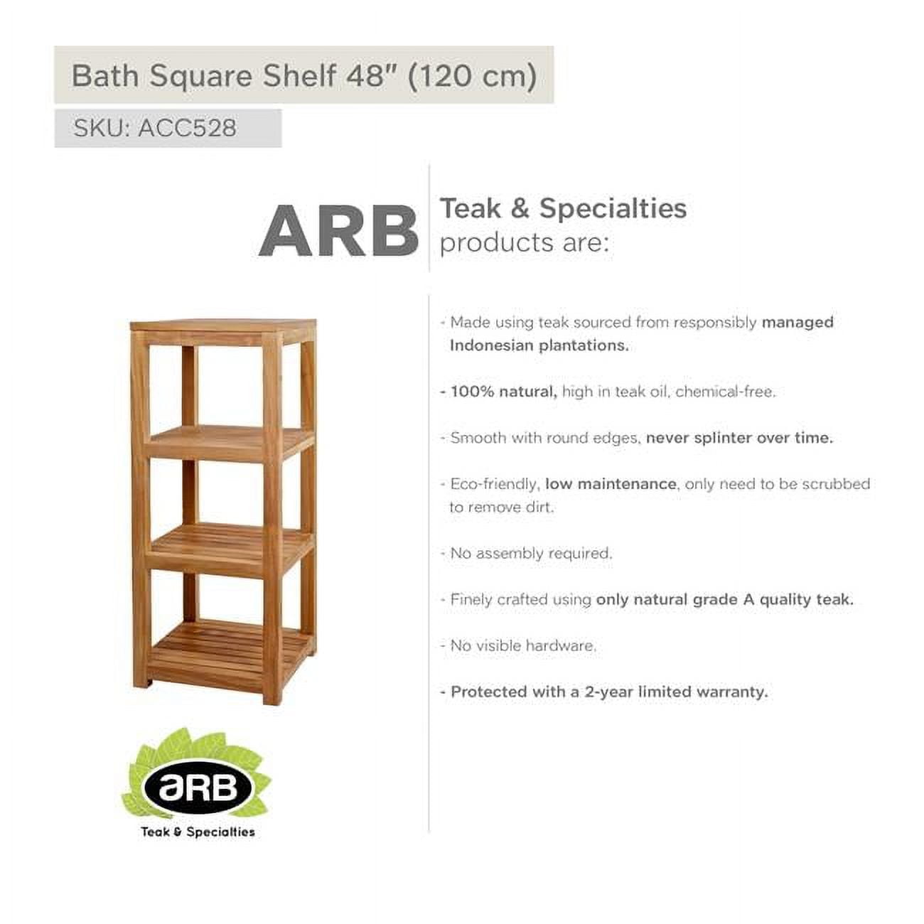 ACC528 Teak Bath Shelf Square 48' (120 cm)