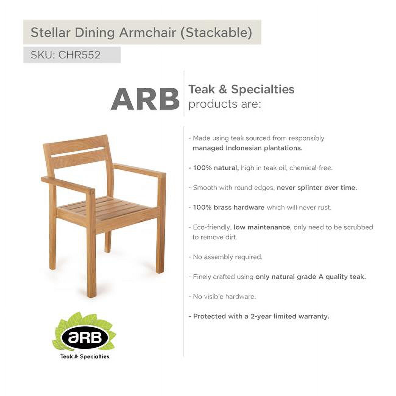 CHR552 Teak Dining Armchair Stackable Stellar