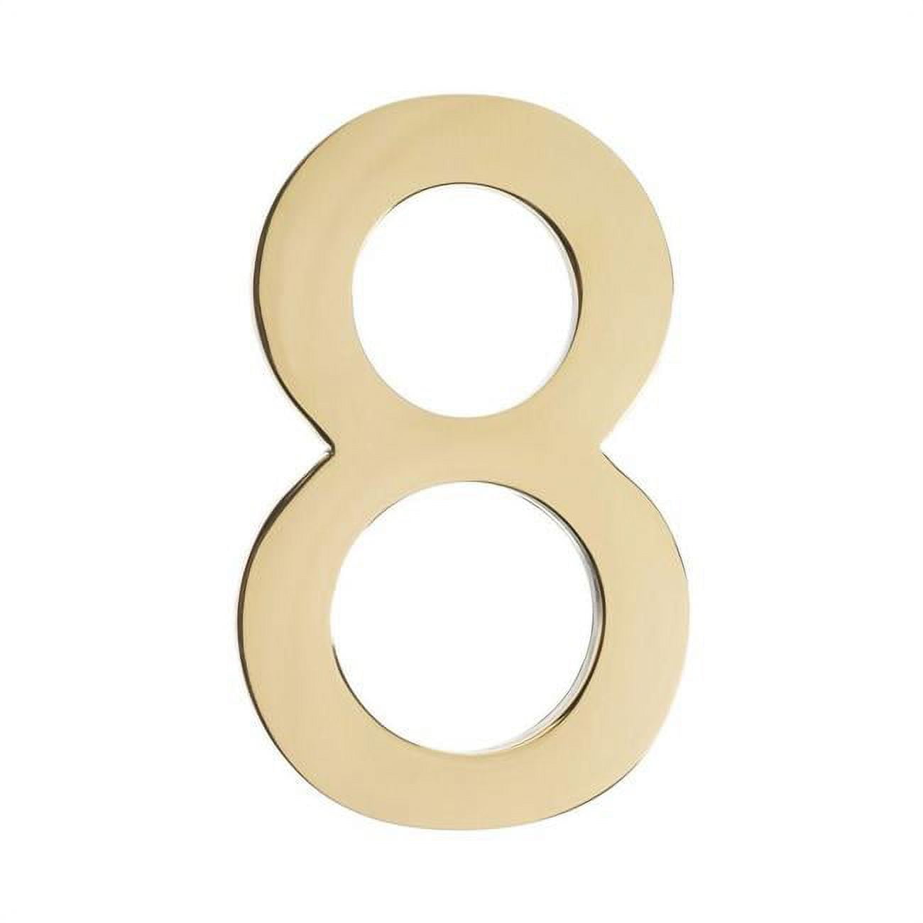 Brass 5 inch Floating House Number Polished Brass 8