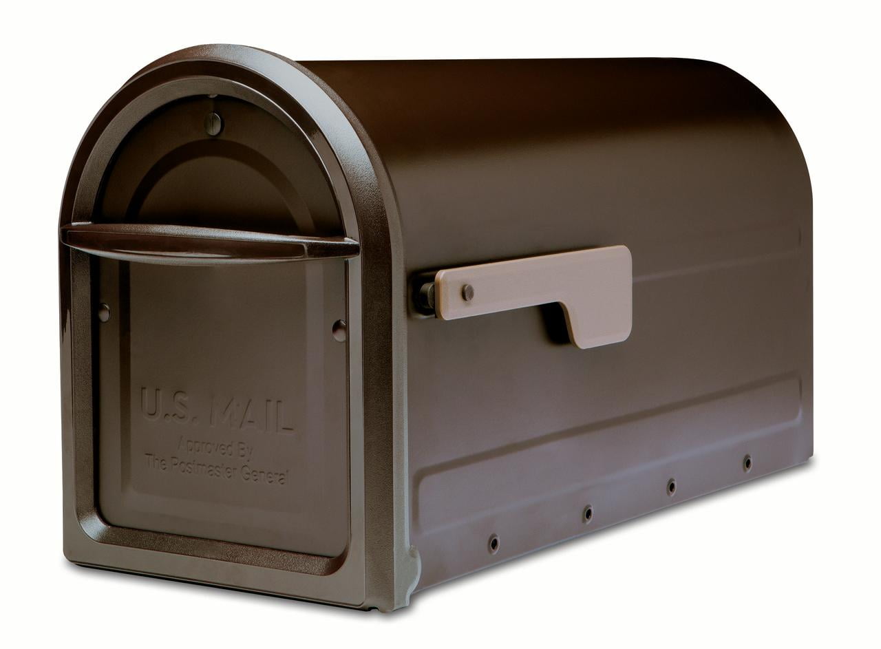 Picture of Architectural Mailboxes 7900-2RZ-CG-10 Mapleton Post Mount Mailbox with Premium Champagne Flag - Rubbed Bronze - Large