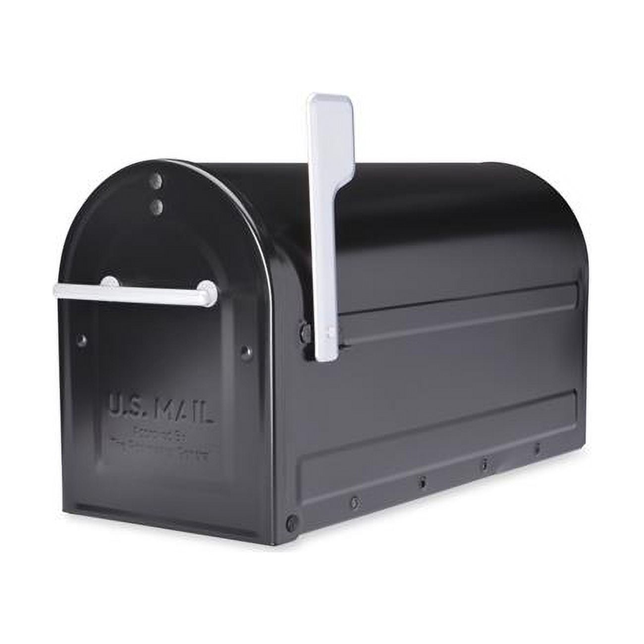 Picture of Architectural Mailboxes 7900-7B-SR-10 Boulder Post Mount Mailbox with Premium Silver Handle & Flag - Black - Large