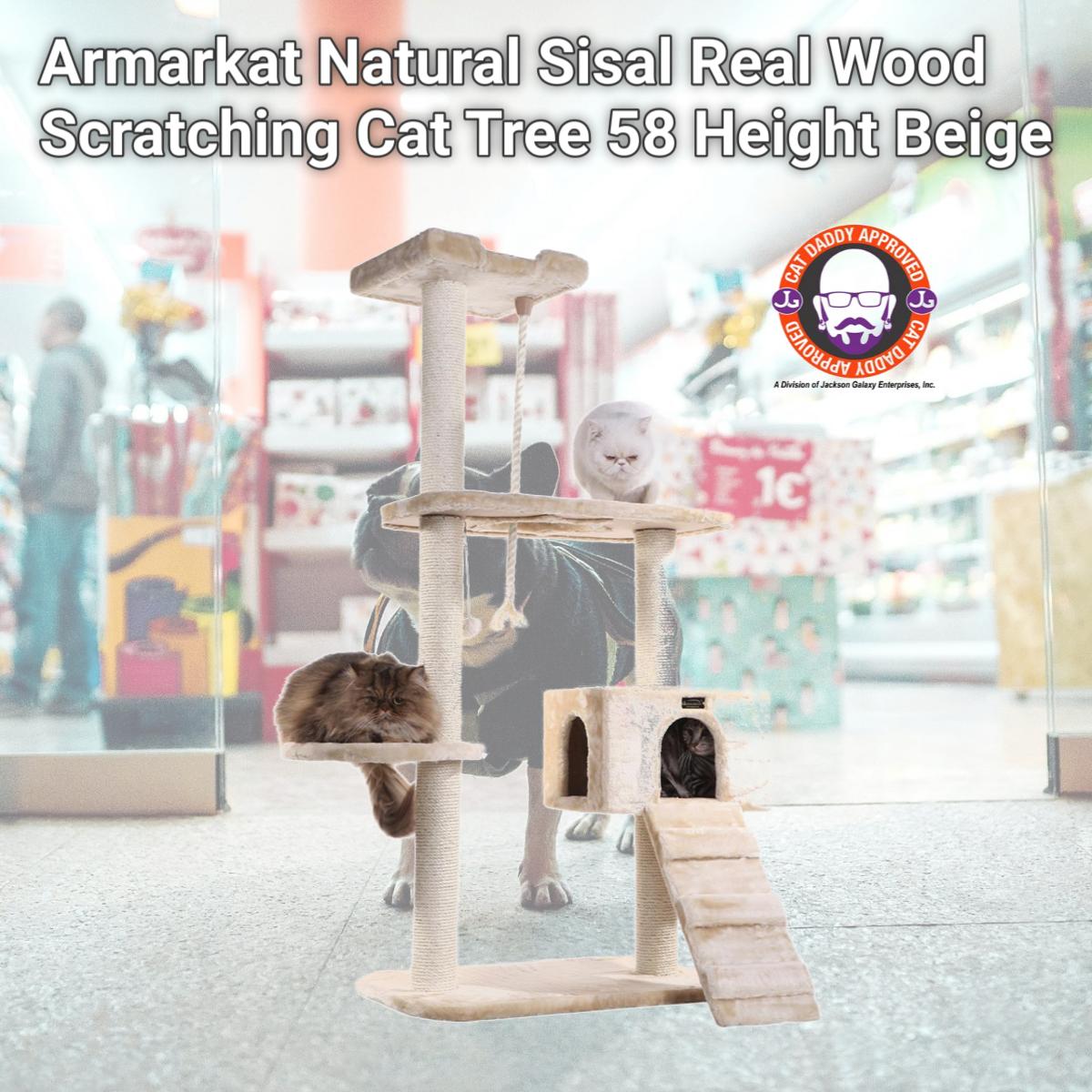 Picture of Armarkat Natural Sisal Real Wood Scratching Cat Tree 58 Height Beige A5801